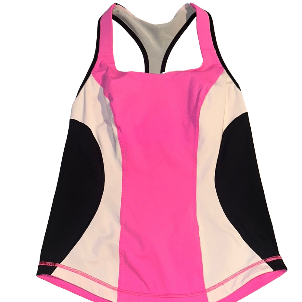 lululemon athletica Pink Black Cream Racerback Tank Top